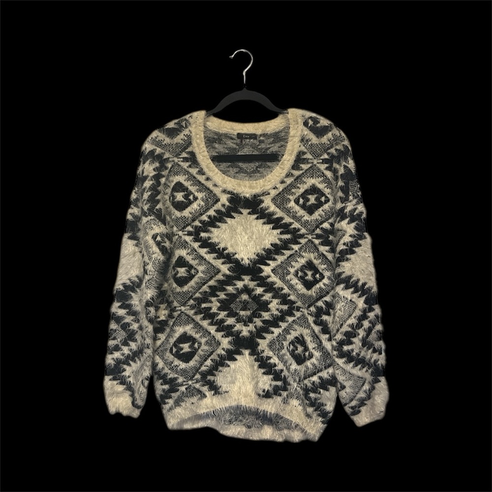 Dex Black and Cream Geometric Sweater